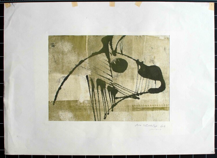 Walter Kraft - Abstrakte Darstellung, grün - 1966 - Monodruck