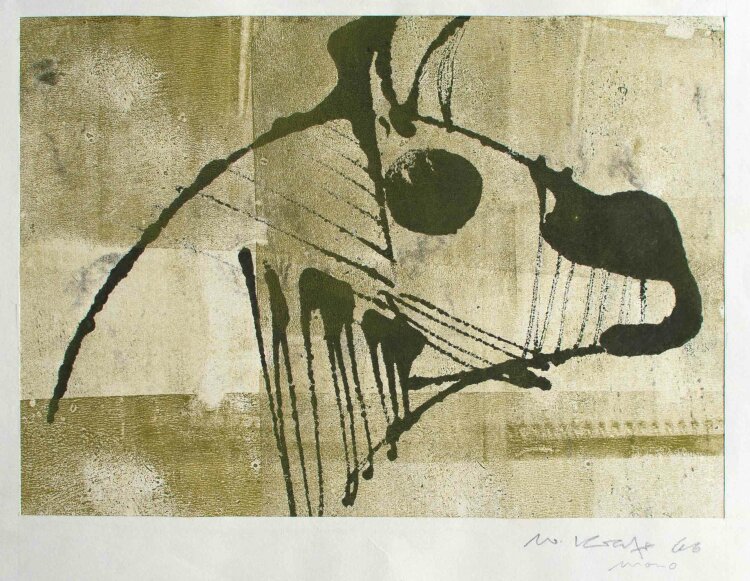 Walter Kraft - Abstrakte Darstellung, grün - 1966 - Monodruck