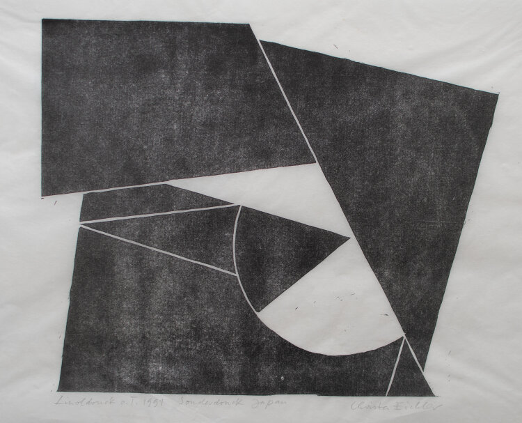 Christa Eichler - Abstrakte Komposition - 1991 - Linoldruck