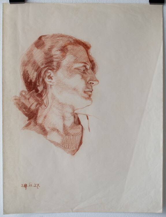 Wolf Thaler - Weibliches Porträt - 1927 - Rötel