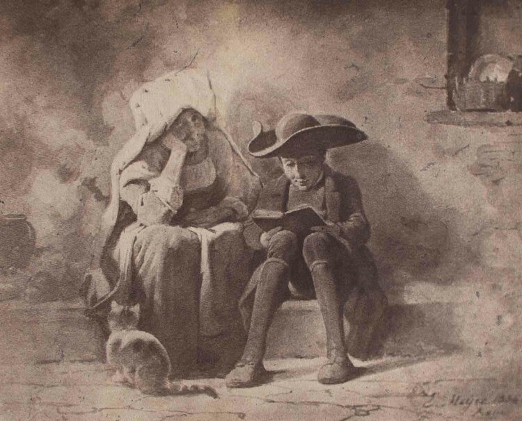 Nach Ernst Meyer - Knabe mit Katze - Anfang 20. Jahrhundert - Foto Reproduktion