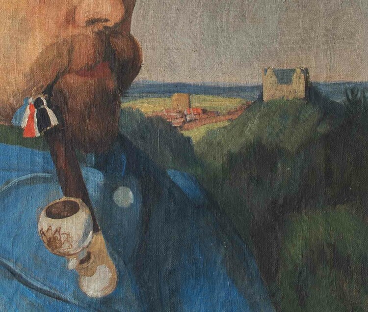 Wilhelm Höfler - Männerporträt mit Pfeife - o.J. - Öl auf Leinwand
