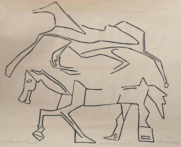 Jerzy Panek - Galopujace konie II (Galoppierende Pferde II) - 1970 - Offsetdruck