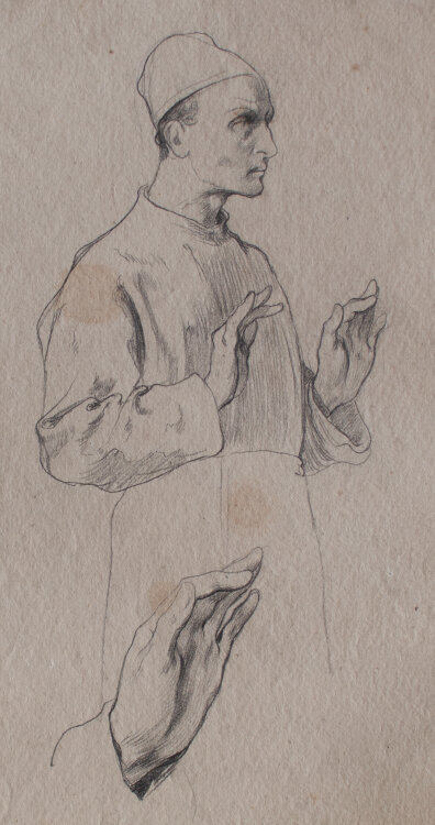 Martin von Feuerstein - Haltungsstudie eines stehenden Manne - o.J. - Bleistift