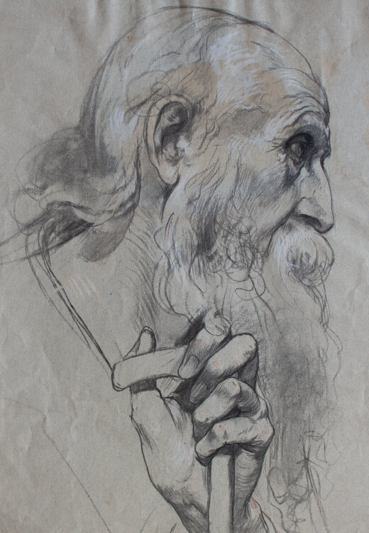 Martin von Feuerstein - Porträt eines alten Mannes - o.J. - Kreide/Kohle