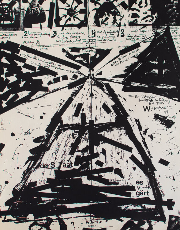 Rainer Görß - Implosion x Explosion = Die dritte Variante - Weg - 1991 - Lithografie, Plakat