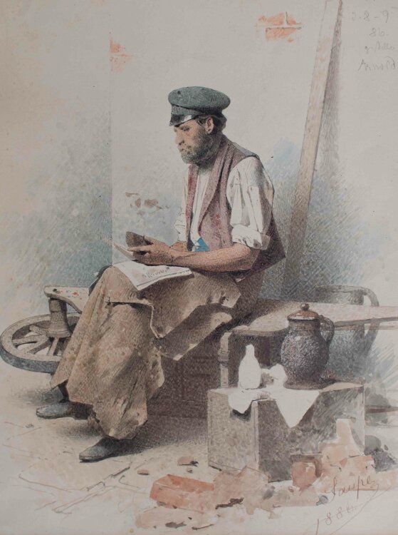 Louis Saupe - Porträt eines Maurers - 1886 - Aquarell