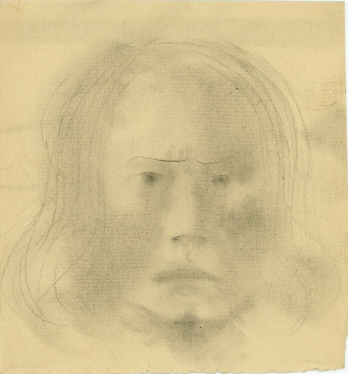 Willi Schmid - Porträtkopf - o.J. - Bleistift Zeichnung
