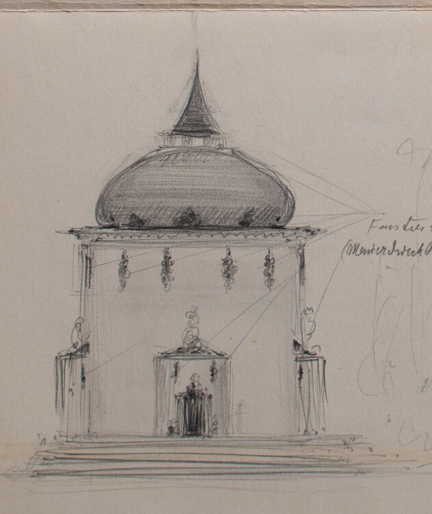 Willi Schmid - Turm Architekturenentwürfe - o.J. - Bleistift, Feder Zeichnung