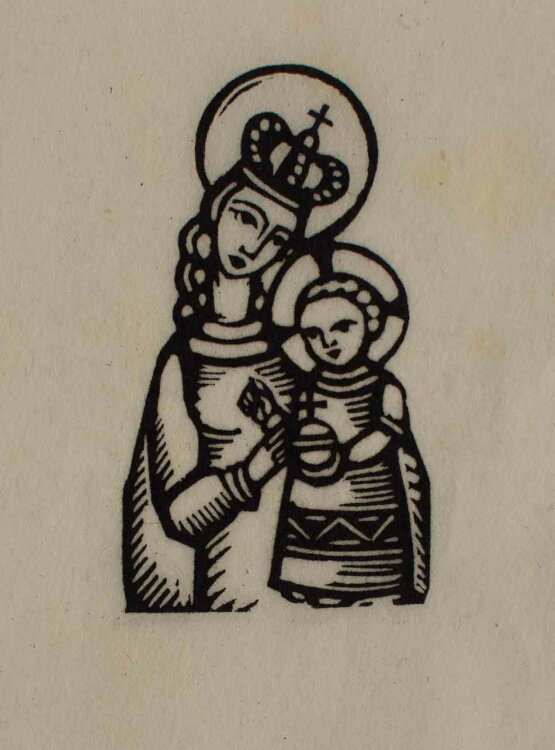 Luise Hoff - Maria mit Christuskind - um 1930 - Holzschnitt