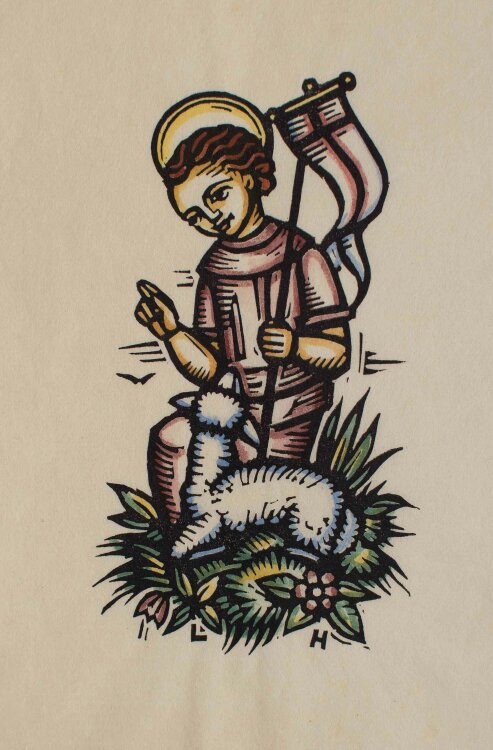 Luise Hoff - Der auferstandene Christus mit dem Lamm - 1932 - Holzschnitt