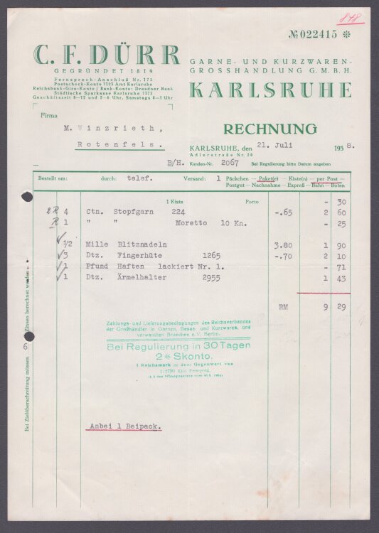 C. F. Dürr Garne- und Kurzwaren-Grosshandlung GmbH -...