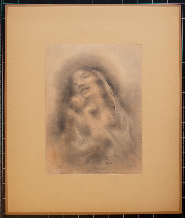 Willi Schmid - Madonna mit Kind - 1947 - Pastell, Bleistift