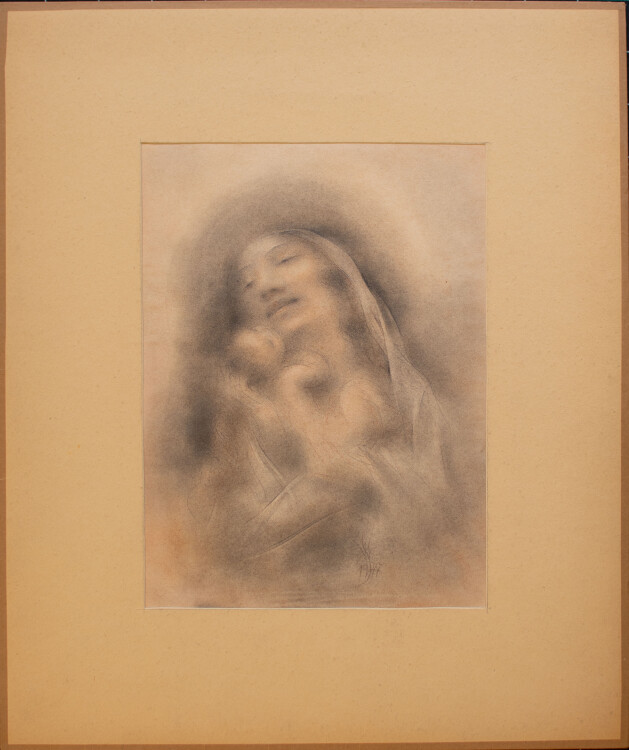 Willi Schmid - Madonna mit Kind - 1947 - Pastell, Bleistift