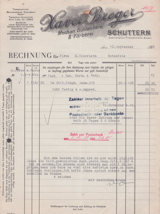 A. Walter, Obst-, Gemüse- und Südfrüchte-Großhandlung - Rechnung - 05.03.1931