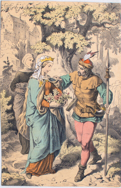 Frans Xaver Kolb - Heilige Maria mit Mann - 19. Jahrhundert - kolorierte Lithografie f
