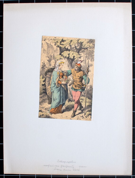 Frans Xaver Kolb - Heilige Maria mit Mann - 19. Jahrhundert - kolorierte Lithografie f