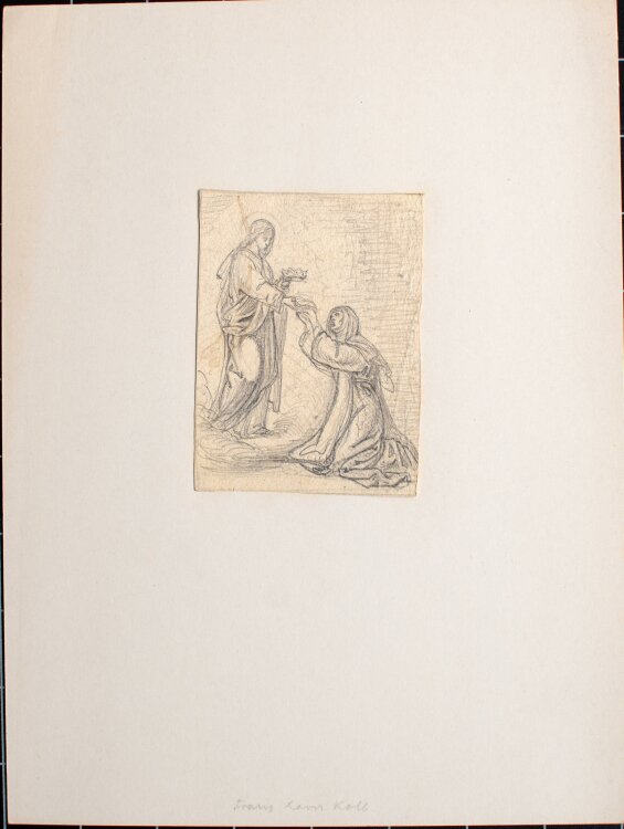 Frans Xaver Kolb - Jesus heilt die blutende Frau - 19. Jahrhundert - Bleistift Zeichnung