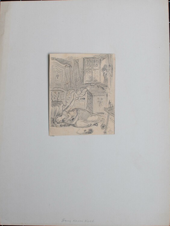 Frans Xaver Kolb - Der Schreck - 19. Jahrhundert - Bleistift Zeichnung