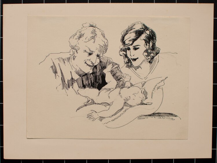 Albert Gehring - Drei Generationen - Anfang 20. Jahrhundert - Feder, Bleistift Zeichnung