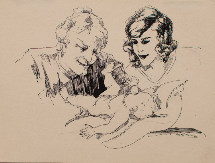 Albert Gehring - Drei Generationen - Anfang 20. Jahrhundert - Feder, Bleistift Zeichnung