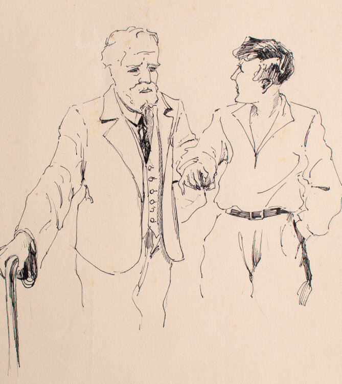 Albert Gehring - Vater und Sohn - Anfang 20. Jahrhundert - Feder Zeichnung