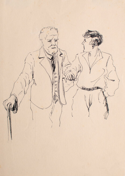 Albert Gehring - Vater und Sohn - Anfang 20. Jahrhundert - Feder Zeichnung