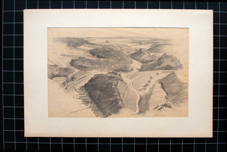 Romuald Baur - Hügellandschaft, Hochalp - um 1905 - Bleistift Zeichnung