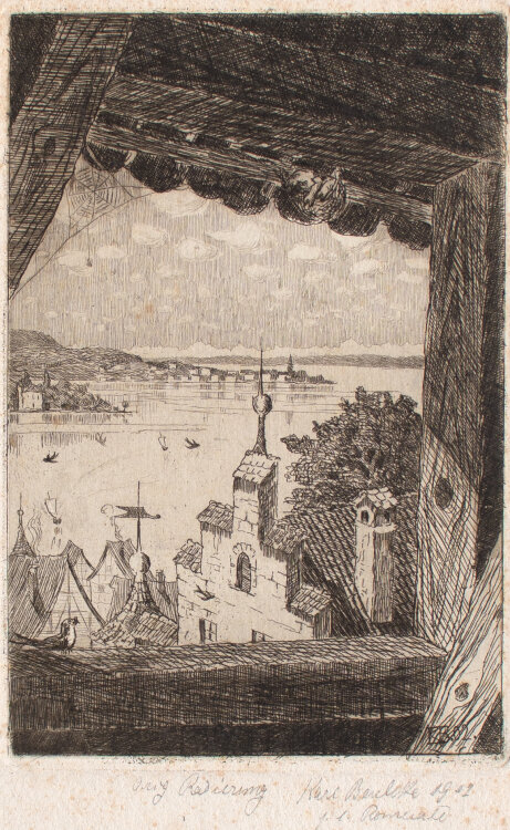 Karl Benecke - Stadtansicht am See - 1902 - Radierung