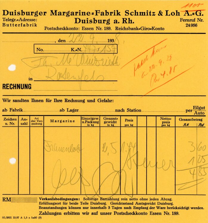 Duisburger Margarine-Fabrik Schmitz&Loh A.G.   -...