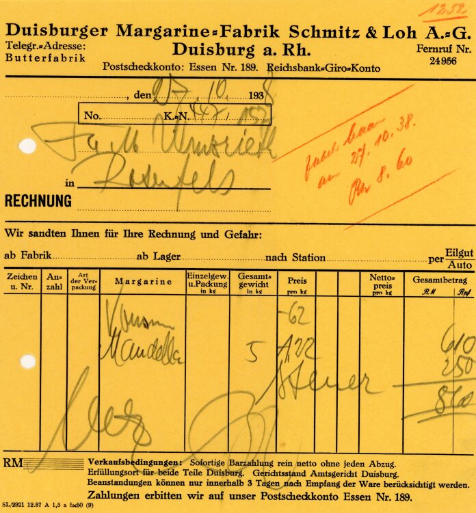 Duisburger Margarine-Fabrik Schmitz&Loh A.G.   -...