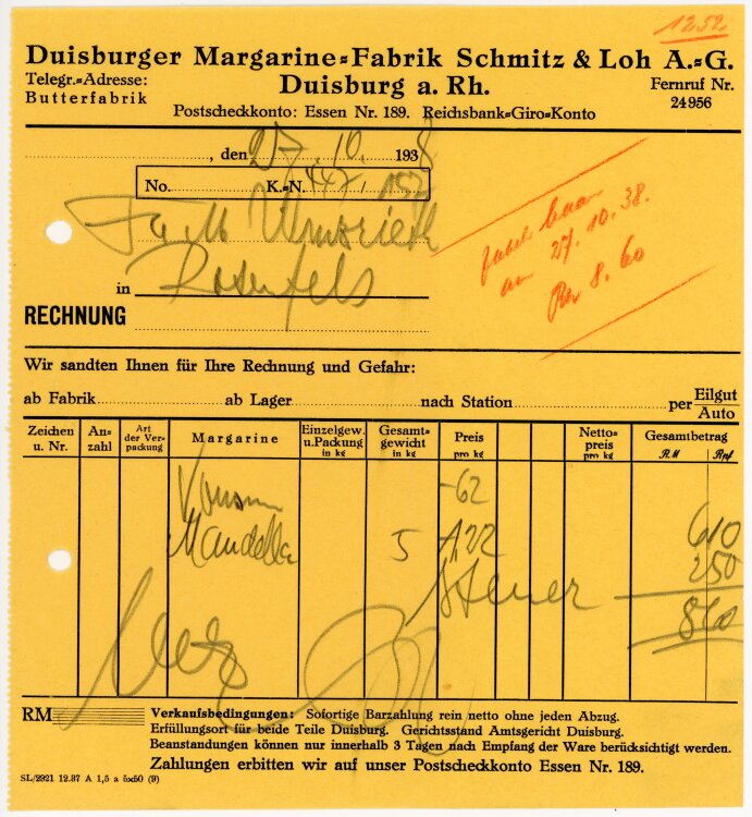 Duisburger Margarine-Fabrik Schmitz&Loh A.G.   -...