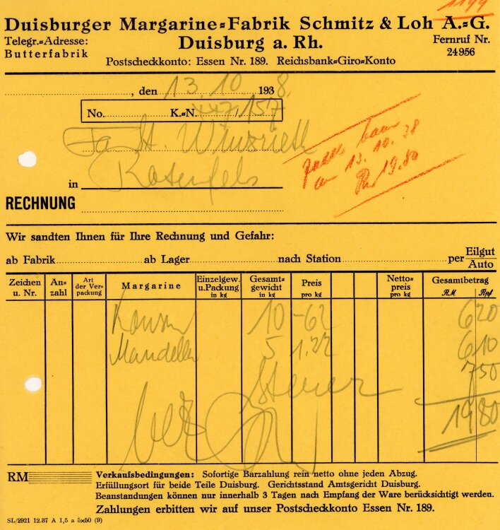 Duisburger Margarine-Fabrik Schmitz&Loh A.G.   -...