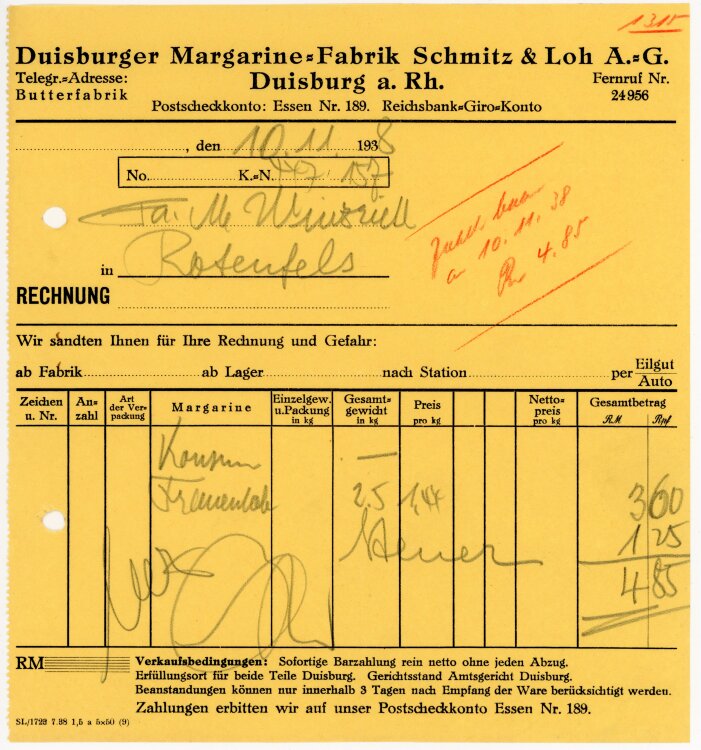 Duisburger Margarine-Fabrik Schmitz&Loh A.G.   -...