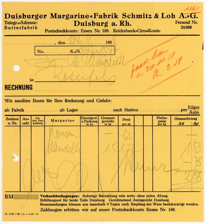 Duisburger Margarine-Fabrik Schmitz&Loh A.G.   -...