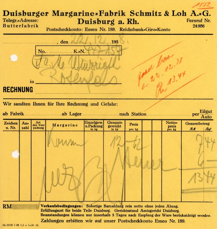 Duisburger Margarine-Fabrik Schmitz&Loh A.G.   -...