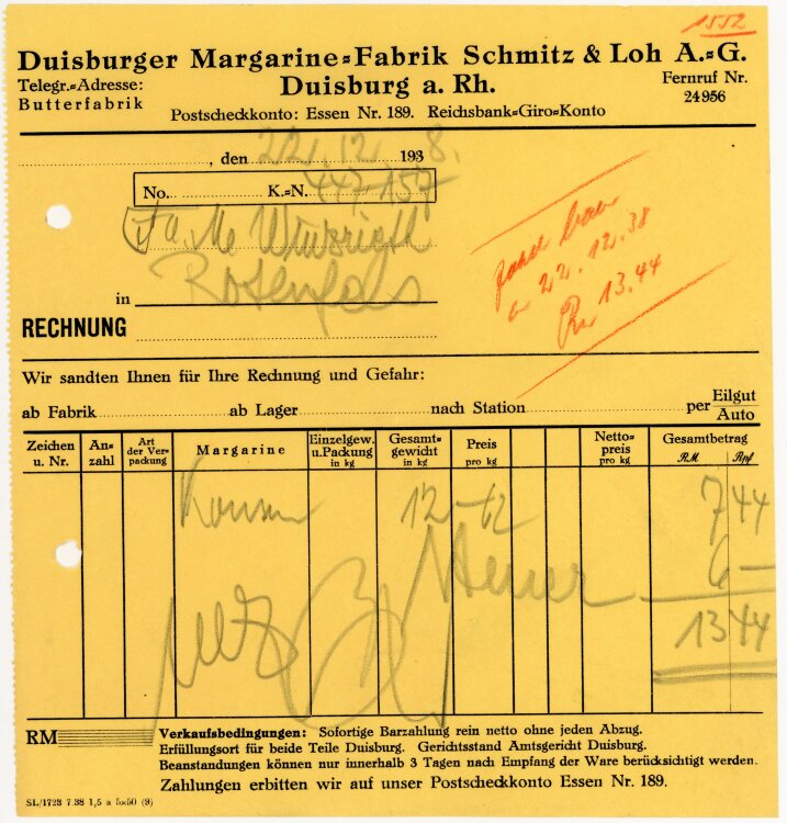 Duisburger Margarine-Fabrik Schmitz&Loh A.G.   -...