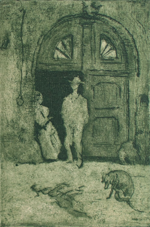 Hermann Fischer - Mann mit Hund - 1924 - Radierung