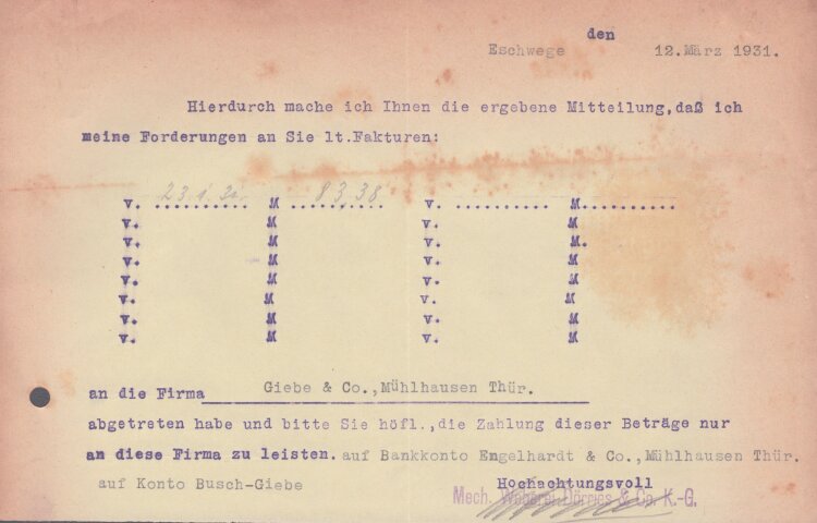 Giebe & Co - Rechnung - 12.04.1931