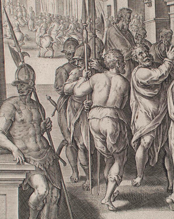Philipp Galle - Paulus vor dem Sanhedrin (Hohem Rat) - 1582 - Kupferstich