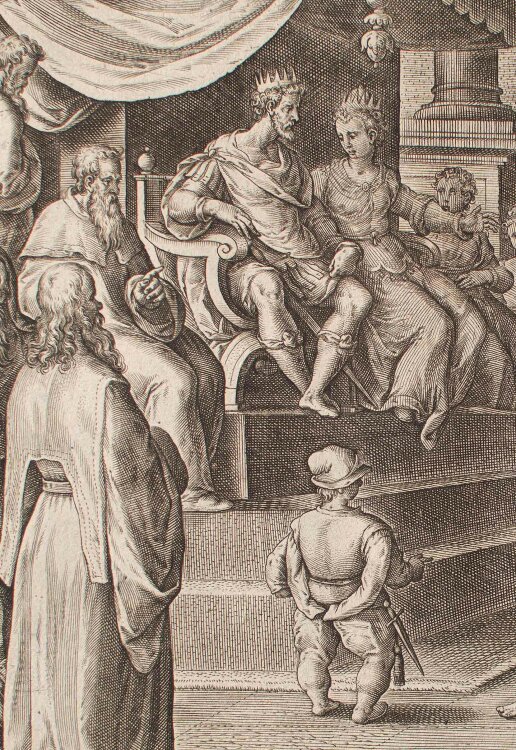Philipp Galle - Paulus vor König Agrippa und seiner Frau - 1582 - Kupferstich