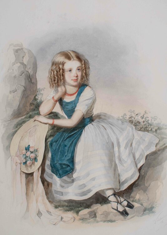 Josef Kriehuber - Kinderporträt - 1866 - Aquarell