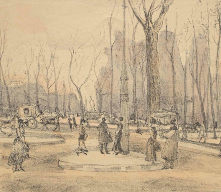 Rudolf Grossmann - Berliner Bilder III im Tiergarten - 1905 - handkolorierte Lithografie