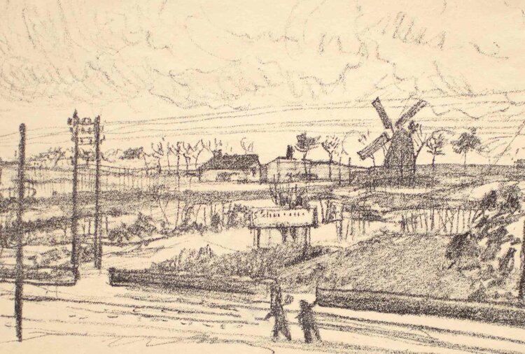 Rudolf Grossmann - Landschaft mit Windmühle - um...