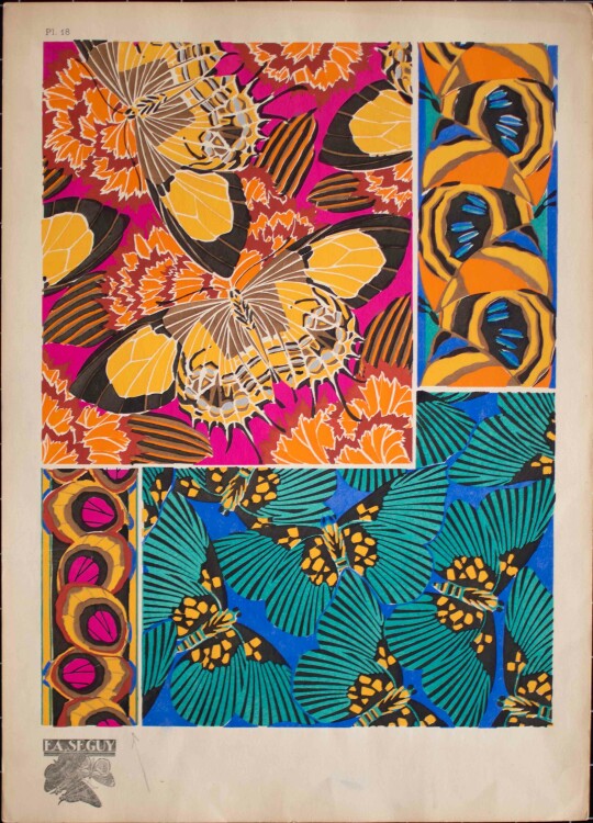 Émile-Allain Séguy - Schmetterlingen und Papillons - um 1925 - Lithografie, Pochoir