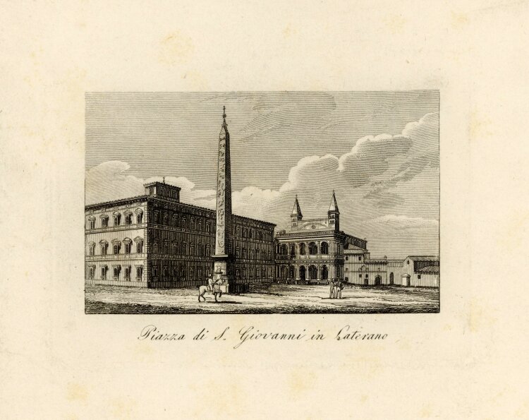 Tommaso Cuccioni - Basilica San Giovanni Laterano Lateranbasilika Obelisk Rom Italien Stahlstich - um 1830 - Kupferstich