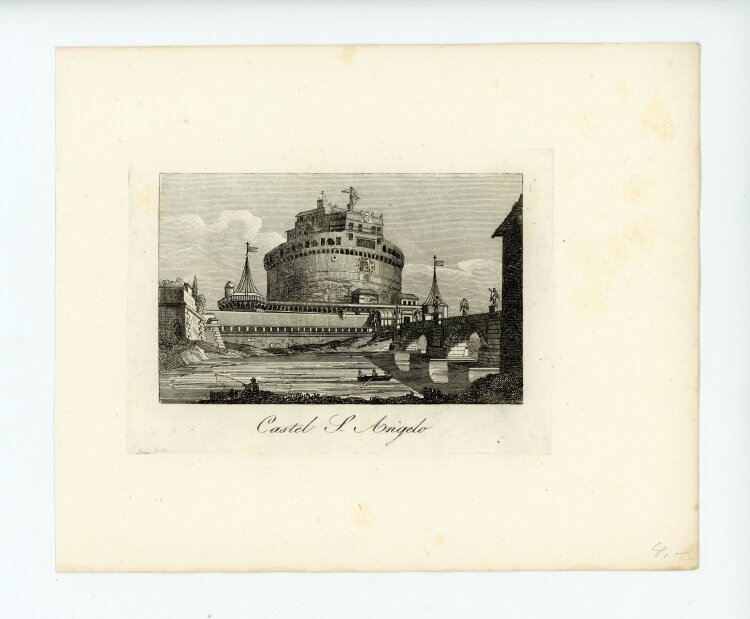 Tommaso Cuccioni - Engelsburg S. Angelo Mausoleum Kaiser Hadrian Rom Italien Stahlstich - um 1830 - Kupferstich