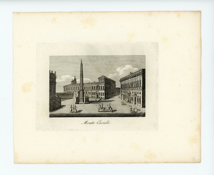 Tommaso Cuccioni - Monte Cavallo Dioskurenbrunnen Piazza del Quirinale Rom Italien Stahlstich - um 1830 - Kupferstich