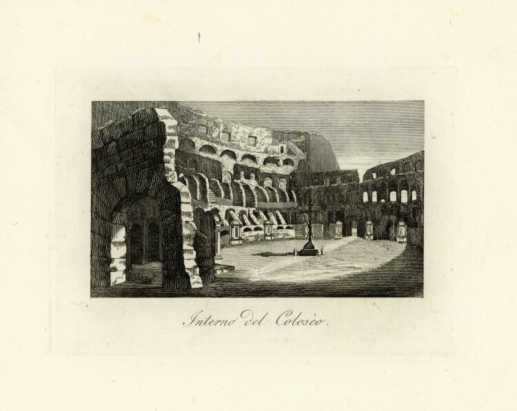 Tommaso Cuccioni - Kolosseum Amphitheater Rom Italien Innenansicht Stahlstich - um 1830 - Kupferstich