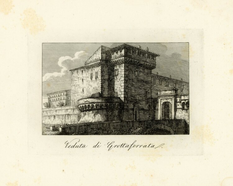 Tommaso Cuccioni - Grottaferrata Latium Abtei Santa Maria di Grottaferrata Rom Italien Stahlstich - um 1830 - Kupferstich